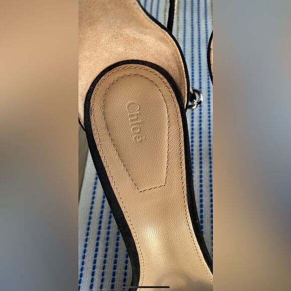 Chloe , black shoes with chains in front and ankle bracelet, new never used - Picture 3 of 8